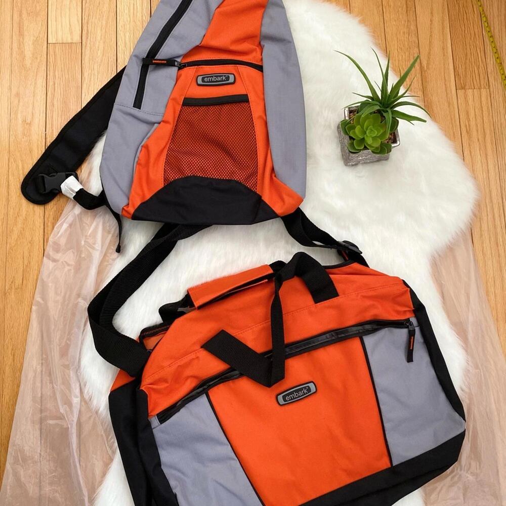 Embark Orange and Gray Backpack and Duffel Bag Set